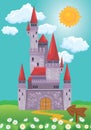 Fairy Tale magic Princess Castle, summer season, illustration for child