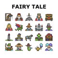 Fairy Tale Magical Story Book Icons Set Vector