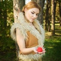 Fairy tale about princess with fatal ball of threads in wood Royalty Free Stock Photo