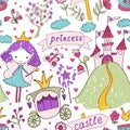 Fairy Tale Princess seamless pattern Royalty Free Stock Photo