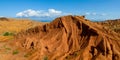 Fairy Tale rainbow canyon panorama `Skazka` in Kyrgyzstan