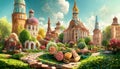 fairy tale romantic background with castle Royalty Free Stock Photo