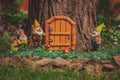 Fairy tale tree house, cute garden gnome Royalty Free Stock Photo