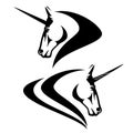 Unicorn horse profile head black and white vector outline Royalty Free Stock Photo
