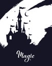 Fairy tale vector Castle silhouette . Wizard world.