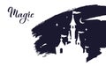 Fairy tale vector Castle silhouette . Wizard world.