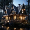 A fairy tale wonderland with nature and a small magical house