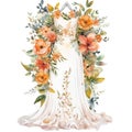 Fairy Wedding Dress Floral Luxury Modern Clipart Watercolor Sublimation Decoration