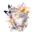 Fairy Butterfly Wedding Floral Drink Luxury Modern Clipart Watercolor Sublimation Decoration Royalty Free Stock Photo