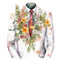 Fairy Wedding Man suit Floral Luxury Modern Clipart Watercolor Sublimation Decoration