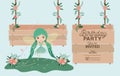 Fairy with wooden label invitation card Royalty Free Stock Photo