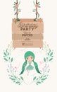 Fairy with wooden label invitation card Royalty Free Stock Photo