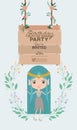 Fairy with wooden label invitation card Royalty Free Stock Photo