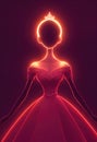 a fairytale abstract princess with a glowing crown, 3d illustration, ai generated image