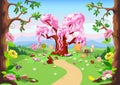 Sweet tree and candy land in a forest glade