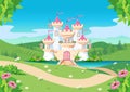 Fairytale background with princess castle
