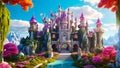 Fairytale beautiful fantasy castle palace sky cloud