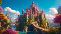 Fairytale beautiful fantasy castle palace sky dream magical imagination colorful