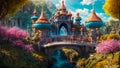 Fairytale beautiful fantasy castle palace mystery dream magical imagination colorful