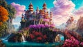 Fairytale beautiful fantasy castle magic scenery dream magical imagination colorful