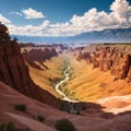 Fairytale Canyon Skazka in Kyrgyzstan, fairy tale valley, South shore of Lake Issyk Kul also called rainbow mountains.