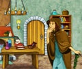 Fairytale cartoon character - Old witch in the old room