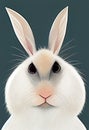Fairytale cartoon chubby rabbit. Comic rabbit portrait. Funny cheeky white rabbit. White fairy rabbit. Digital