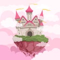 Fairytale castle with big towers in the sky. Fantasy landscape background Royalty Free Stock Photo