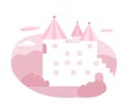 Fairytale castle flat vector illustration