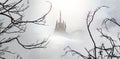 Fairytale castle in mist Royalty Free Stock Photo
