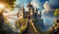 fairytale castle on a rocky hill