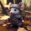 Fairytale character design warrior mouse in medieval armor suit Royalty Free Stock Photo