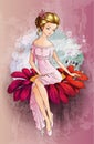 Fairytale character Thumbelina siting on the flower Royalty Free Stock Photo