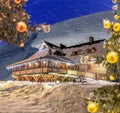 Fairytale cottage during Christmas time in the mountains Royalty Free Stock Photo