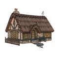 3D illustration of a fairytale cottage isolated on white Royalty Free Stock Photo