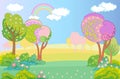 Magic fabulous background with rainbow vector illustration