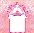 Fairytale frame with magic castle and unicorns