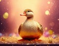 Fairytale Goose Sitting on a Golden Egg Royalty Free Stock Photo