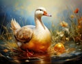 Fairytale Goose Sitting on a Golden Egg Royalty Free Stock Photo