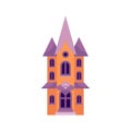 Fairytale gothic castle Halloween house with skull ghost kids icon vector flat illustration Royalty Free Stock Photo