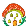 Fairytale house mushroom amanita. Royalty Free Stock Photo