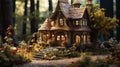 A fairytale-inspired cottage miniature. Generative AI. Royalty Free Stock Photo