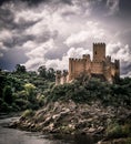 Fairytale knights templar Almoural castle on an island.