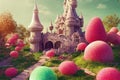 Fairytale landscape full with candy tree in splendid dream-like setting.