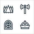 fairytale line icons. linear set. quality vector line set such as crown, window, axe