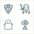 fairytale line icons. linear set. quality vector line set such as oak, ghost, knight