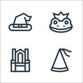 fairytale line icons. linear set. quality vector line set such as princess, throne, frog