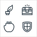 fairytale line icons. linear set. quality vector line set such as middle ages, apple, chest
