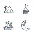 fairytale line icons. linear set. quality vector line set such as moon, ship, tower Royalty Free Stock Photo