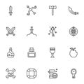 Fairytale line icons set